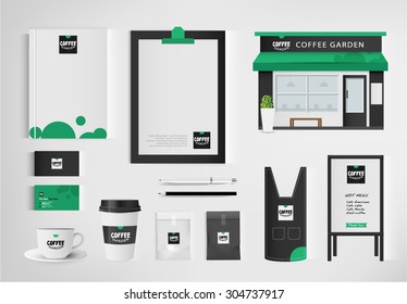 restaurant cafe set shop front design vector