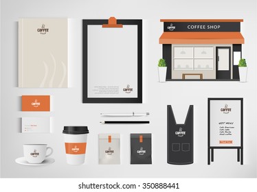 restaurant cafe set shop front design vector