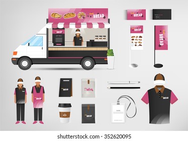 restaurant cafe set shop front design vector