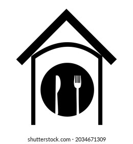 Icono vector restaurante y café. Aislado sobre fondo blanco. 