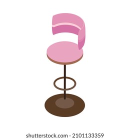 Composición isométrica del interior del restaurante y cafetería con imagen aislada de la ilustración vectorial del taburete del bar