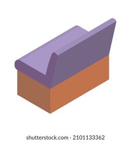 Restaurant and cafeteria interior isometric composition with isolated image of purple sofa vector illustration