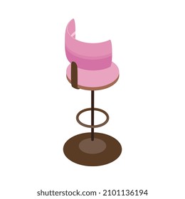 Composición isométrica del interior del restaurante y cafetería con imagen aislada de la ilustración vectorial del taburete del bar