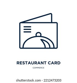 Restaurantkartensymbol aus der Handelskollektion. Dünne lineare Restaurantkarte, Restaurant, Kartenumriss einzeln auf weißem Hintergrund. Line Vektorkartenzeichen, Symbol für Web und Mobile