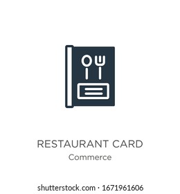 Vector de icono de tarjeta de restaurante. Icono moderno de tarjeta de restaurante plano de la colección comercial aislado en fondo blanco. La ilustración vectorial se puede utilizar para diseño gráfico web y móvil, logotipo, eps10