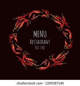 Restaurant card menu with chilli pepper.