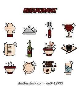 Restaurant cartoon concept icons