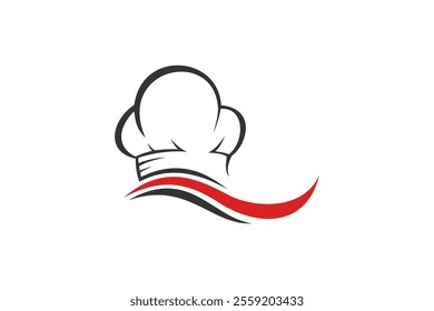 restaurant catering bakery chef hat logo with wave abstract template minimalist modern  logo