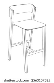 Restaurant Chair isolated on white background in different positions. Line graphics icon. Outline illustration for coloring book, interior projects, designers.