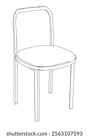 Restaurant Chair isolated on white background in different positions. Line graphics icon. Outline illustration for coloring book, interior projects, designers.