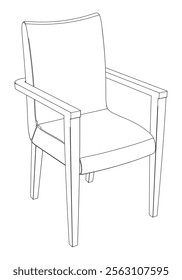 Restaurant Chair isolated on white background in different positions. Line graphics icon. Outline illustration for coloring book, interior projects, designers.