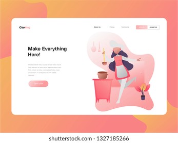 Restaurant and chef Baking. Landing page concepts for website and mobile development. Modern flat illustration. Vector web site gradient design template.