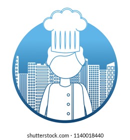 restaurant chef with cityscape
