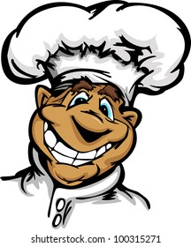 Restaurant Chef or Cook Mascot with Happy Smiling Face Wearing Chefs Hat Cartoon Vector Image