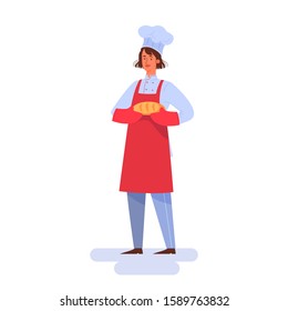 Restaurant chef cooking. Person in apron making tasty dish. Professional worker on the kitchen. Isolated vector illustration in cartoon style