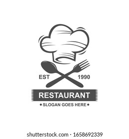 Restaurant with chef hat logo design