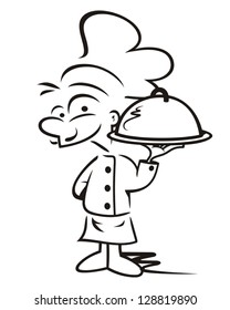Restaurant chef holding a food platter