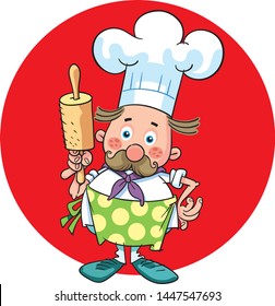Restaurant chef holding a rolling pin