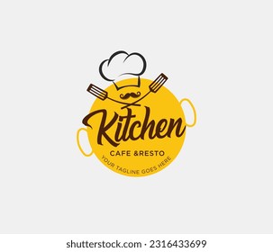 restaurante, chef, cocina, logotipo de comida y vectores