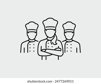 Restaurant Chef Team mit gekreuzten Armen Vektorgrafik Line Icon