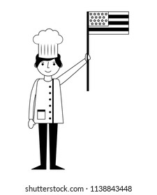 restaurant chef with usa flag