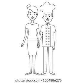 restaurant chef with woman avatars characters