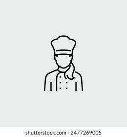 Restaurant Chef Woman Vector Line Icon