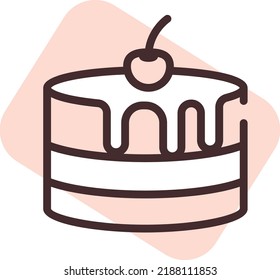 Restaurant cherry cake, illustration, vector on a white background.