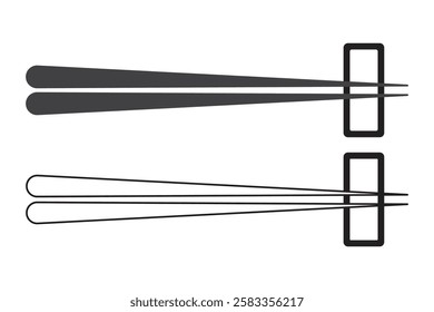 restaurant chopsticks icon in black style isolated on white background. restaurant chopsticks symbol vector illustration, restaurant chopsticks monochrome flat pictogram