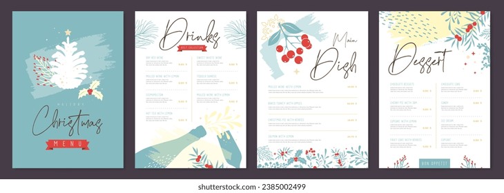 Restaurant Weihnachtsmenü-Design mit Weihnachtsgeschmack. Vektorgrafik