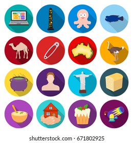 restaurant, circus, business and other web icon in flat style.animal, desert, rest, icons in set collection.