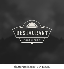 Restaurant Cloche Design Element in Vintage Style for Logotype, Label, Badge and other design. Tray retro vector illustration.