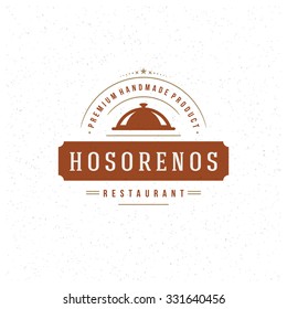 Restaurant Cloche Design Element in Vintage Style for Logotype, Label, Badge and other design. Tray retro vector illustration.