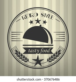 Restaurant Cloche Design Element in Vintage Style for Logotype