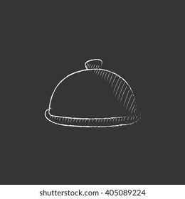 Restaurant cloche. Drawn in chalk icon.