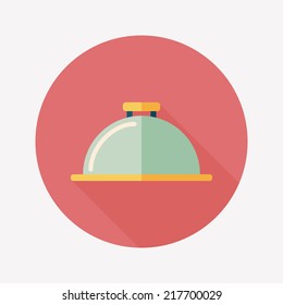 Restaurant cloche flat icon with long shadow,eps10