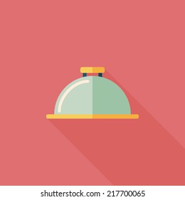 Restaurant cloche flat icon with long shadow,eps10