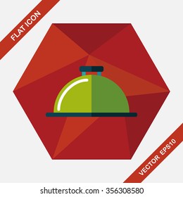 Restaurant cloche flat icon with long shadow,eps10
