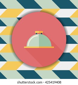 Restaurant cloche flat icon with long shadow,eps10
