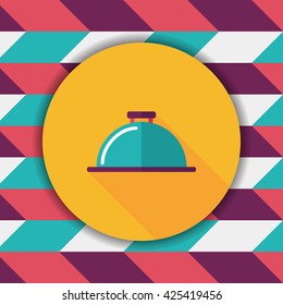 Restaurant cloche flat icon with long shadow,eps10