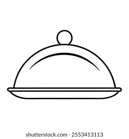 restaurant cloche  food platter. icon on a white background