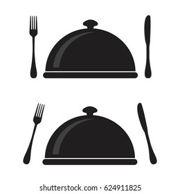 Restaurant cloche fork knife the waiter icon