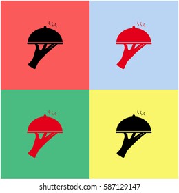 Restaurant cloche in hand the waiter vector  icon.