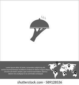 Restaurant cloche in hand the waiter vector  icon.