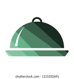 Restaurant  cloche icon. Flat color design. Vector illustration.
