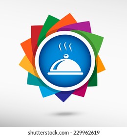 Restaurant cloche icon. Flat design style 