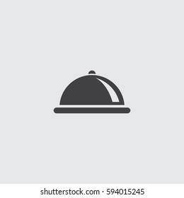 Restaurant cloche icon in a flat design in black color. Vector illustration eps10