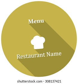 Restaurant cloche icon with long shadow