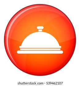 Restaurant cloche icon in red circle isolated on white background vector illustration