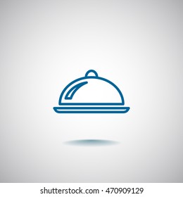  Restaurant cloche icon vector.